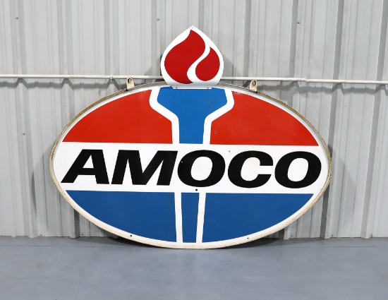 Amoco DS Porcelain Sign with Hanging Frame