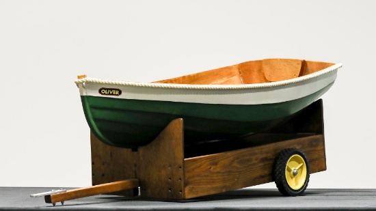 Junior Wooden Row Boat with Neptune WC1 Motor and Display Trailer