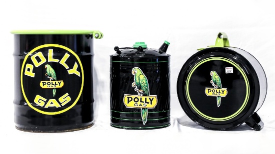 Three High-Quality Restored Polly Gas Oil Cans