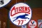 CITIZENS 77 with Greyhound Double-Sided Porcelain Sign