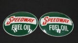 Speedway Fuel Oil Globe Glass Face Plates - Pair
