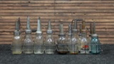 Two Oil Bottle Wire Carrying Racks with Bottles