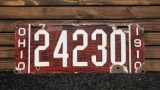1910 Ohio Enamel License Plate