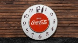 1950s Coca-Cola Open Button White Open-Face Clock