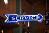 Large Service Arrow Neon Double-Sided Porcelain Sign