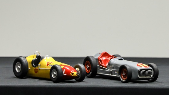 Two Indianapolis 500 Winning Race Cars Wooden Models