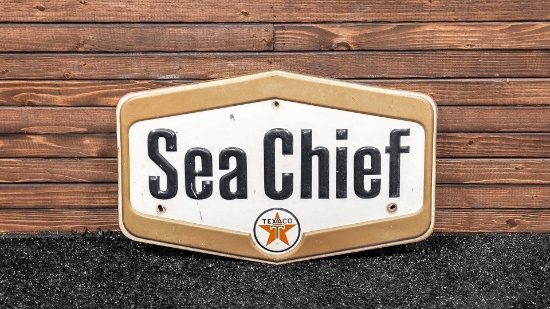 Texaco Sea Chief Embossed Enamel Metal Sign