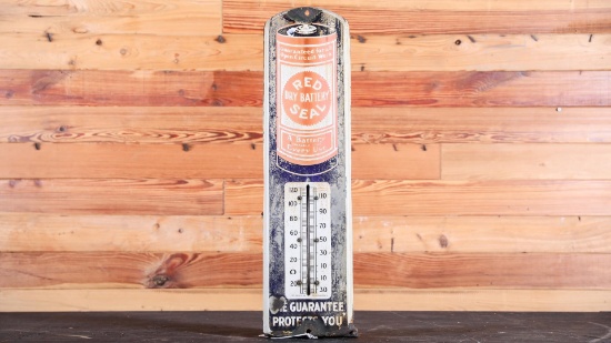 1915 Red Seal Dry Battery Advertising Thermometer