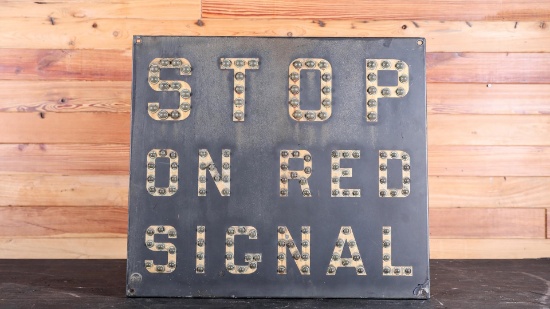 1940s "Stop On Red Signal" Railroad Sign