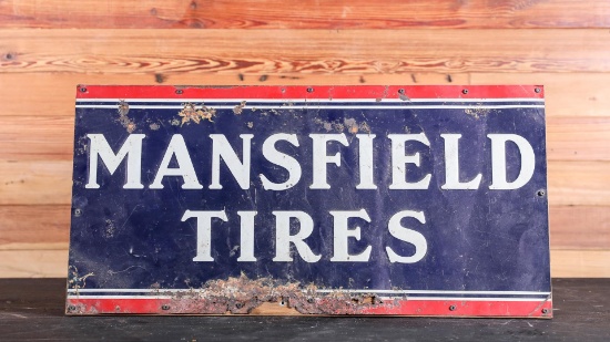 Mansfield Tires Embossed Tin Sign