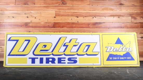 Delta Tires Enamel on Tin Sign
