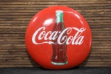 Circa 1950s Coca-Cola Bottle Button Porcelain Sign