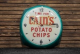 Circa 1950s Cain's Potato Chips Lighted Clock