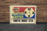 Circa 1970s NAPA Muffler Center/Smith Bros Clock-Sign