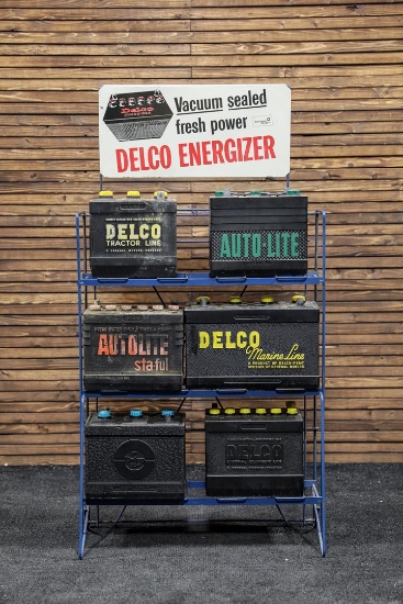 1970s Delco Energizer Display Rack With Batteries - Original