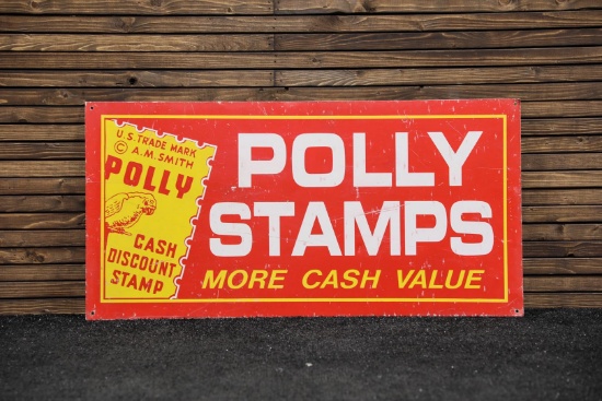Circa 1950 Polly Stamps Tin Sign