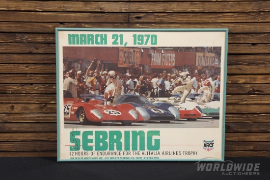 1970 "12 Hours of Sebring" Official Event Poster - Framed