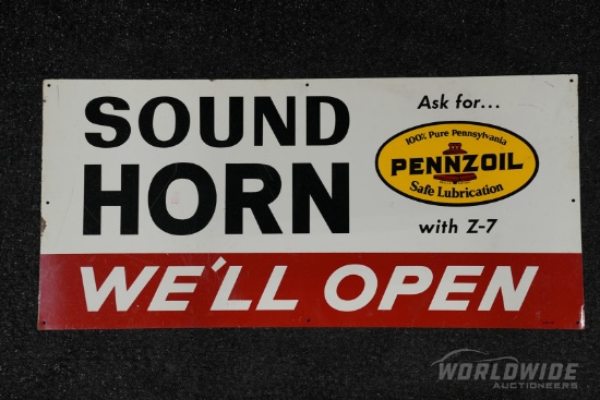Sound Horn - We'll Open Ask for Pennzoil Single-Sided Metal Sign