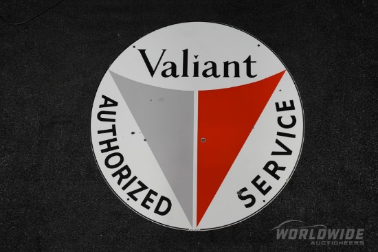 1960 Original Valiant Authorized Service Double-Sided Porcelain Sign