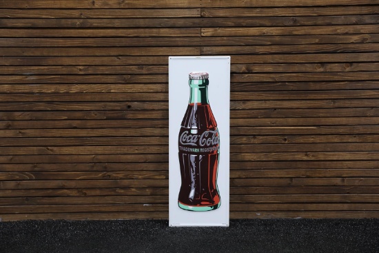 1960s Coca-Cola Bottle Embossed Tin Sign - Small
