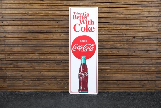 1960s "Things Go Better With Coke" Embossed Tin Sign - Large
