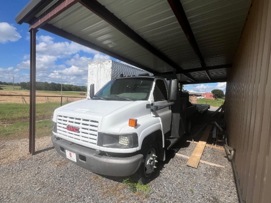 2004 GMC 4500 with Custom Flatbed and Gas/Diesel Fuel Cell.