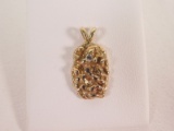 14K Gold Nugget-Style Pendant W/Diamond