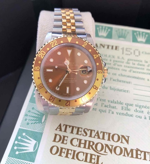 1990 Rolex GMTII 16713 Root Beer Jubilee-Papers & 2 Year Rolex Service Warranty