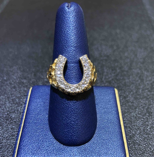 14K Gold Nugget and Diamond Ring