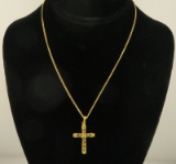 24K Gold Chain w Cross Pendant-12.4g