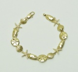 14K Gold Sea Life Theme Bracelet - 10.9 grams