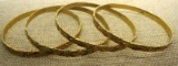 Set of 4 18K Gold Two Tone Textured Bangles