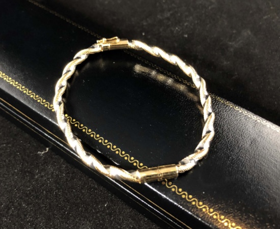 14K GOLD 2 Tone Twist Bracelet