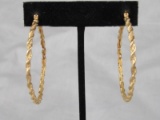 14Kt Gold Earrings W/ Rope Hoops Design