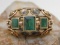 14K Gold Emerald Scrolled Wire Domed Ring 5.4g