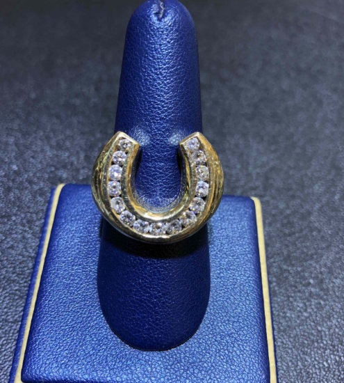 14k Gold and Diamond Horseshoe Ring
