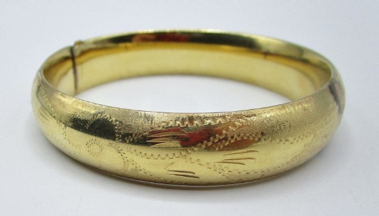 14k Gold  Vintage PR Hinged Cuff Bracelet