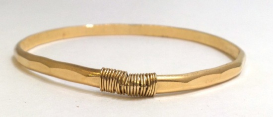 14K Yellow Gold Hammered Bangle Bracelet 12.75g