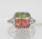 14k Gold Watermelon Tourmaline Diamond Ring