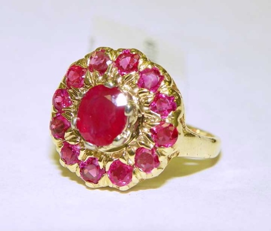 14K Gold Deep Red Ruby Ring
