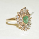 .75CTW DIAMOND .50CTW EMERALD RING SZ 6.5