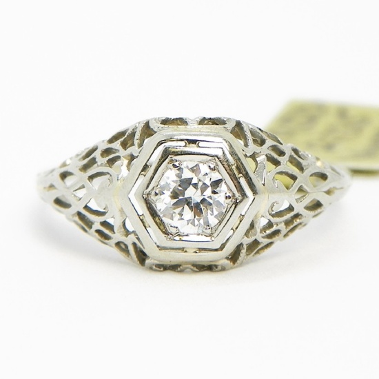 18k Diamond Filigree Ring