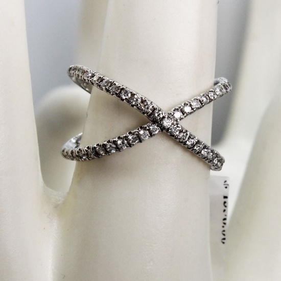 14K WG Diamond Crisscross Ring