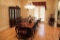 Dining table with 8 chairs, 116 Long Cherry Inlay, 2 Leaves, 9 Chairs, 2 carved arm chairs, 45 In