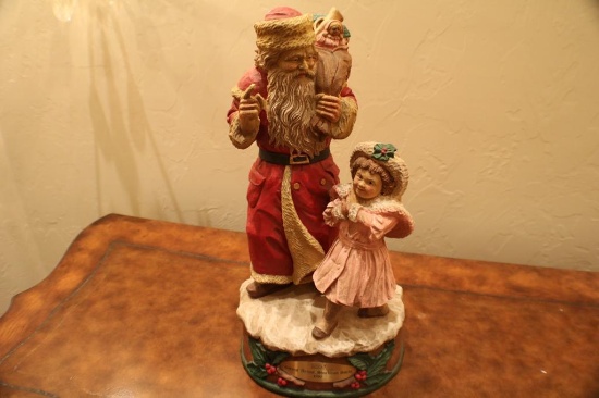 Santa with little girl. Plays "Silver Bells" ? 17 1/2"
