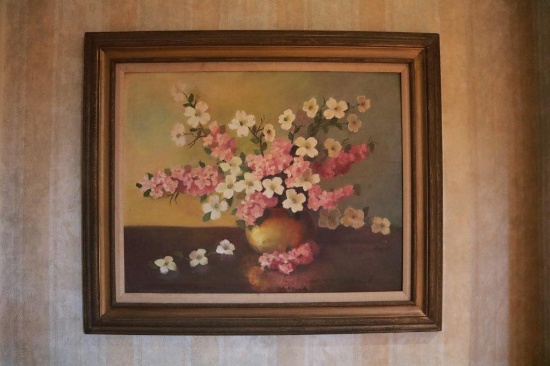 Flower painting, Canvas Size: 38 IN Wide by 32.5 IN Tall; Artist Ruby A Brady