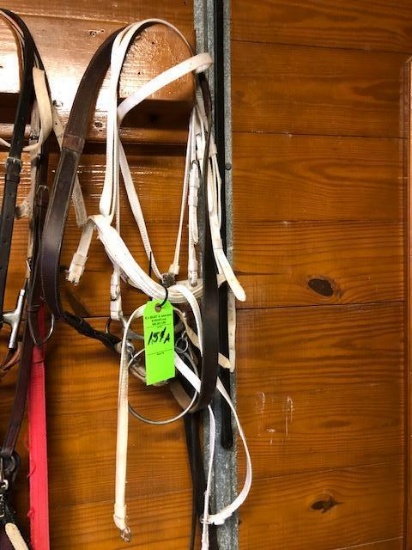 White nylon headset snaffle bits single rein