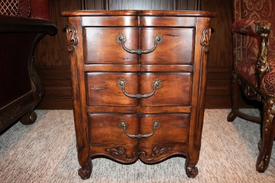 Wooden side table with three levels of drawers (2)