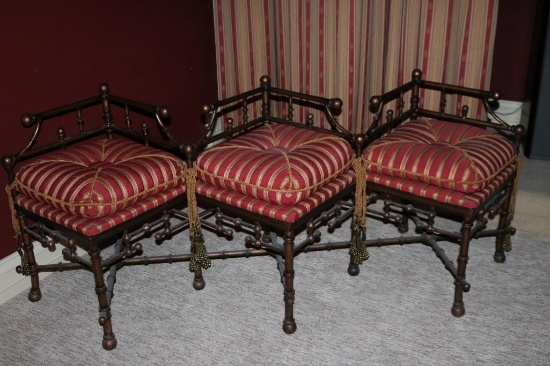 Antique bench with 3 seats/cushions