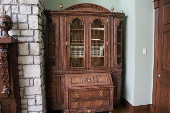 Armoire with multiple shelving tiers